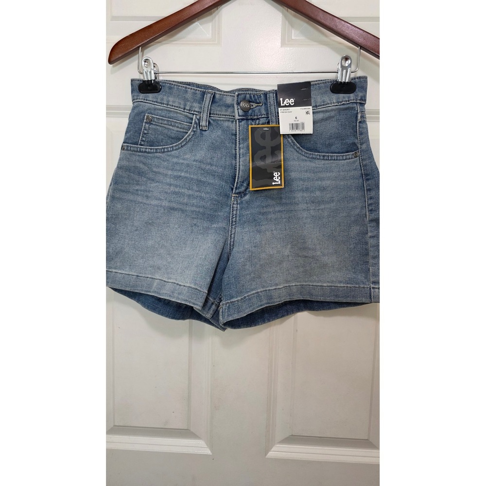 NEW Lee Denim Shorts Womens 6 Blue Fresh Day High Rise 4 Inch 112366364